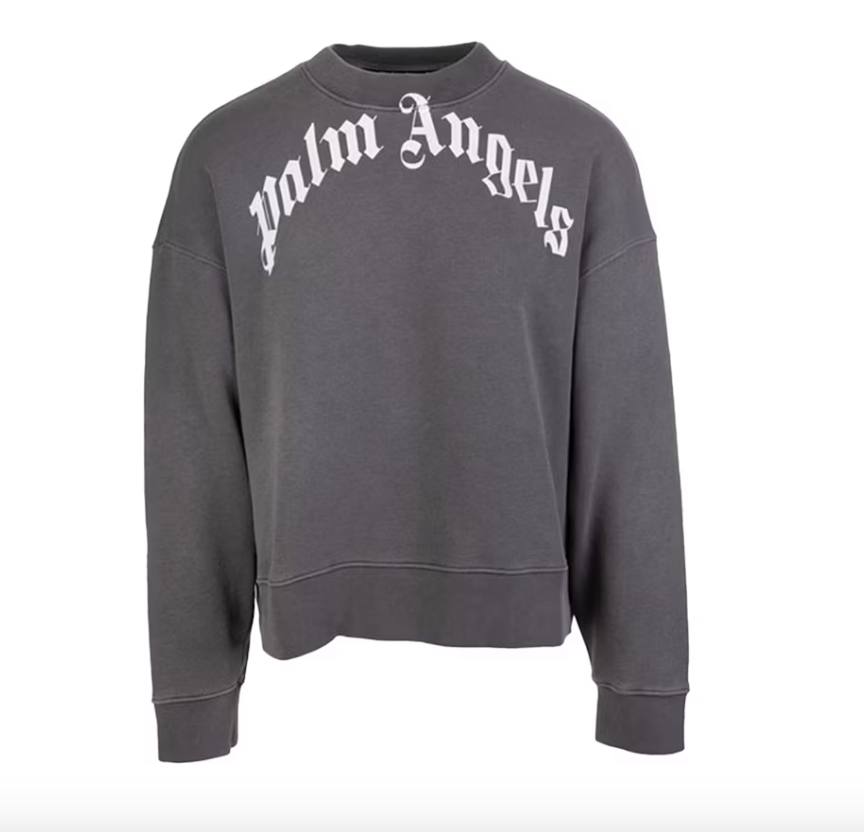 Palm Angels Curved Logo Crewneck Black/White